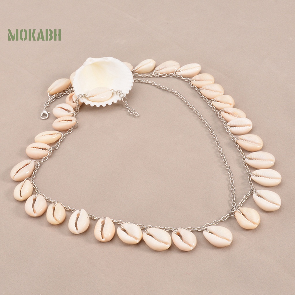 [Mok Abh] Vòng Đeo Đầu Dạng Chuỗi Vỏ Sò Tự Nhiên Bằng Kim Loại Dùng Trong Tiệc Cưới