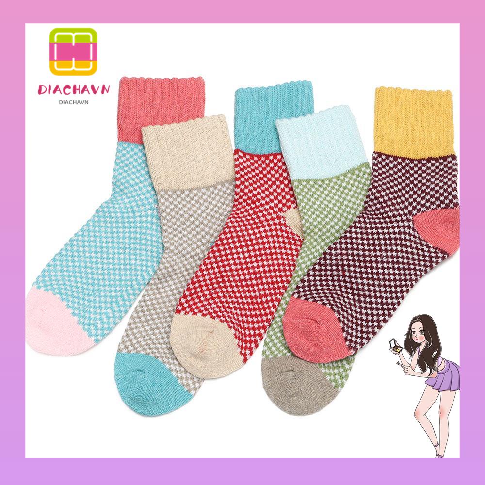 Set 5 Đôi Vớ Giữ Ấm Dày Dặn Thoải Mái Thời Trang