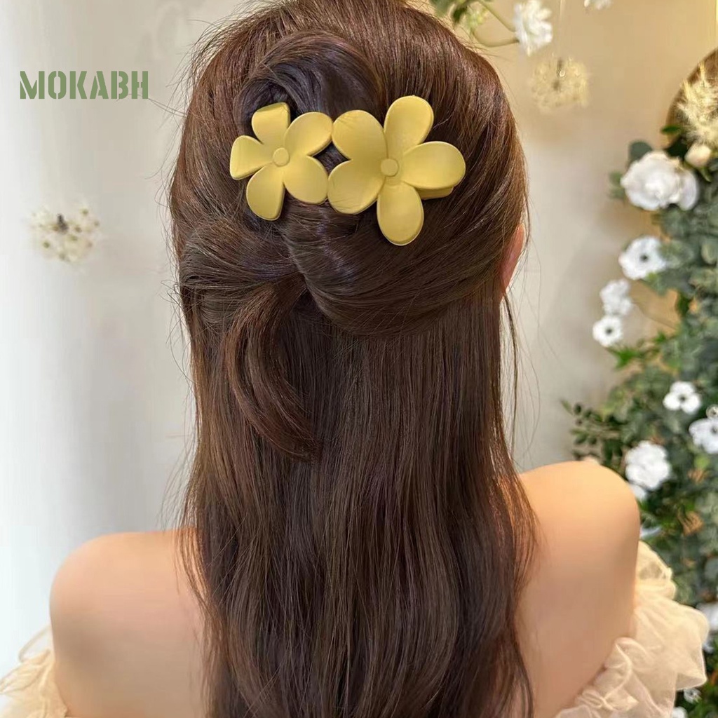 Kẹp Tóc Hình Hoa Hai Lớp Chống Trượt Chống Rơi Màu Trơn Thanh Lịch