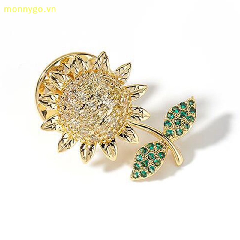 Monnygo trendy shiny rhinestone sunflower brooches anti-light buckle brooch vải cố định ghim nhỏ trang trí đường viền cổ áo phụ kiện mùa hè vn