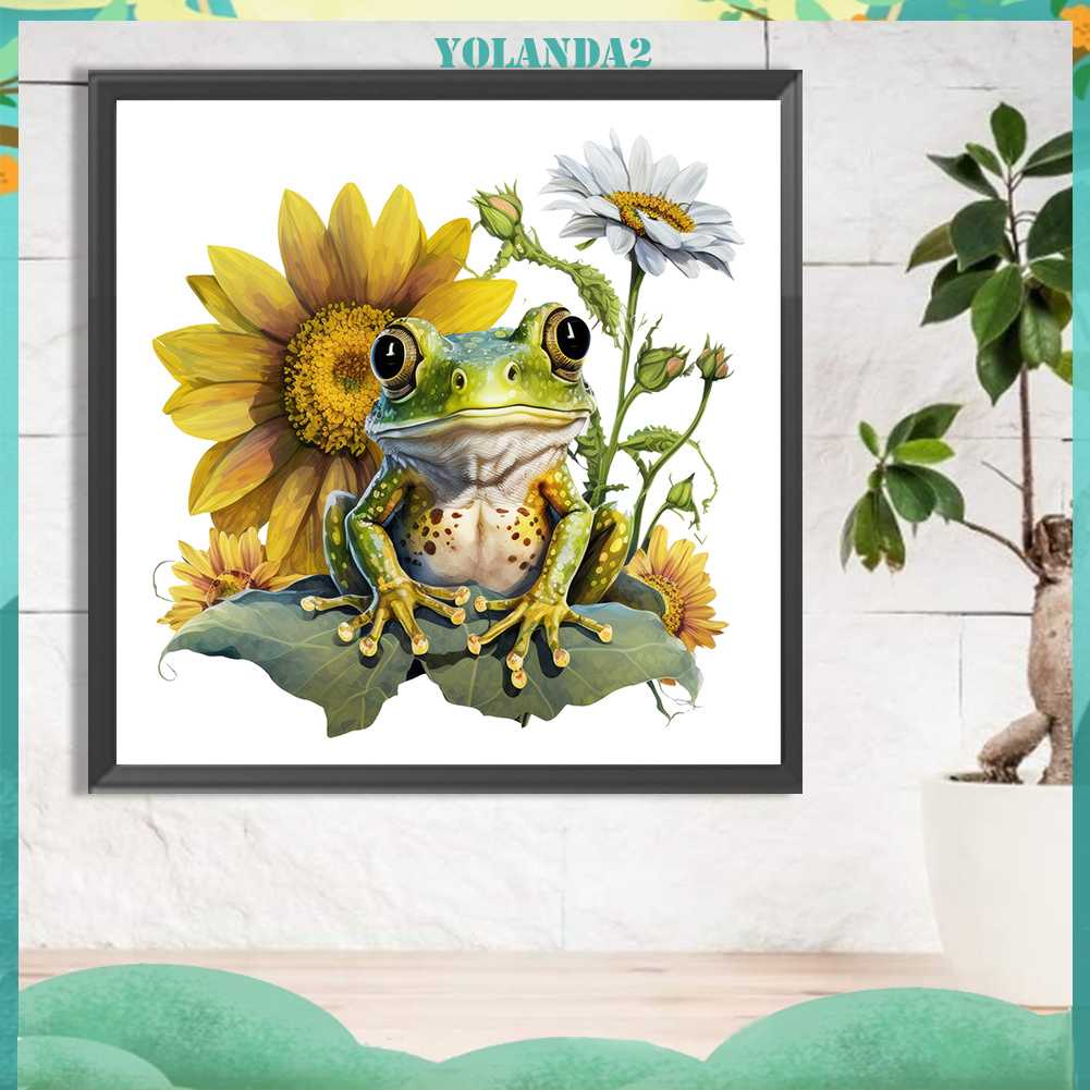 Tranh Đính Đá Kim Cương Toàn Bộ 5D DIY Hình Vẽ Hoa Hướng Dương / Ếch