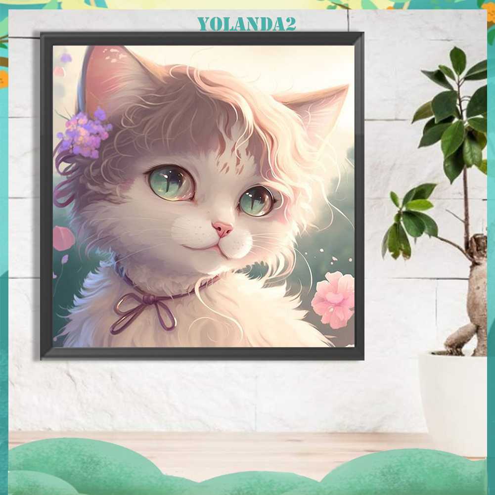 Tranh Đính Đá Kim Cương Toàn Bộ 5D DIY Hình Vẽ Mèo Trang Trí Nhà Cửa