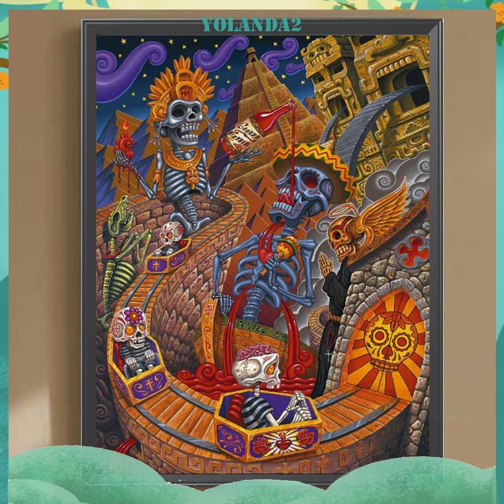 Tranh Đính Đá Kim Cương Toàn Bộ 5D DIY Hình Đầu Lâu