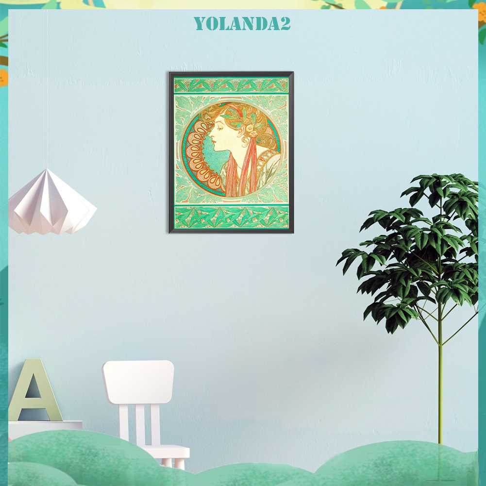 Bộ Tranh Đính Đá 5D Họa Tiết Alphonse Maria Mucha Độc Đáo DIY Dùng Trang Trí