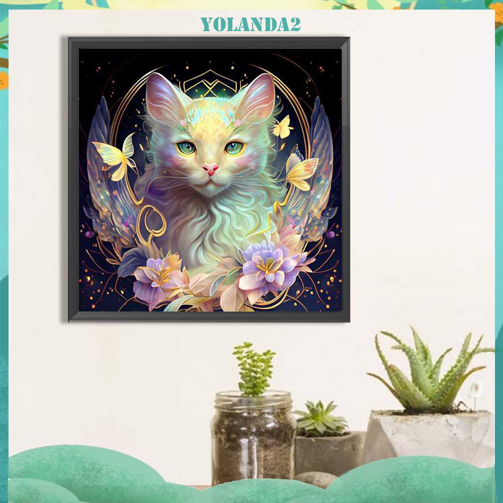 Tranh Đính Đá Kim Cương Toàn Bộ 5D DIY Hình Vẽ Mèo Trang Trí Nhà Cửa