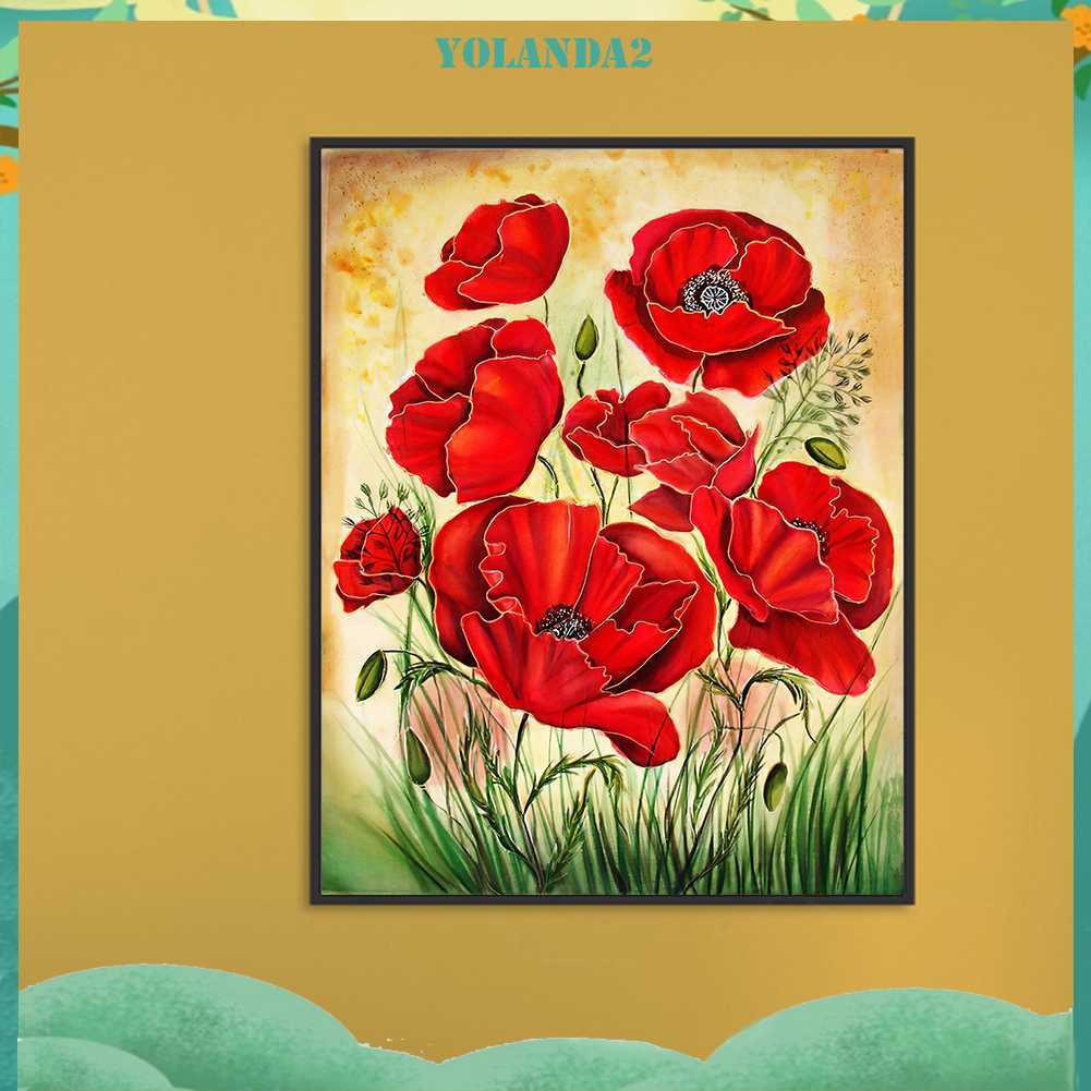 Tranh Đính Đá Kim Cương Toàn Bộ 5D DIY Hình Vẽ Hoa Trang Trí Nhà Cửa