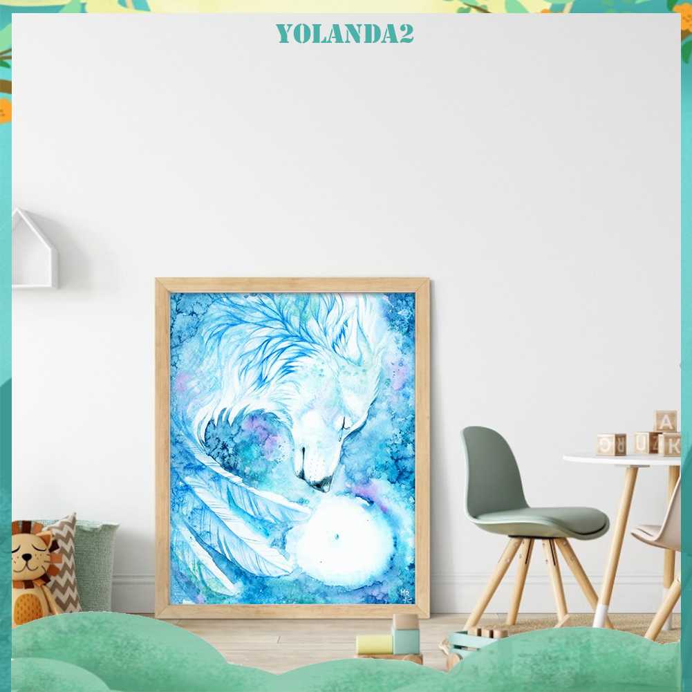 Tranh Đính Đá Kim Cương Toàn Bộ 5D DIY Hình Vẽ Sói Trang Trí Nhà Cửa