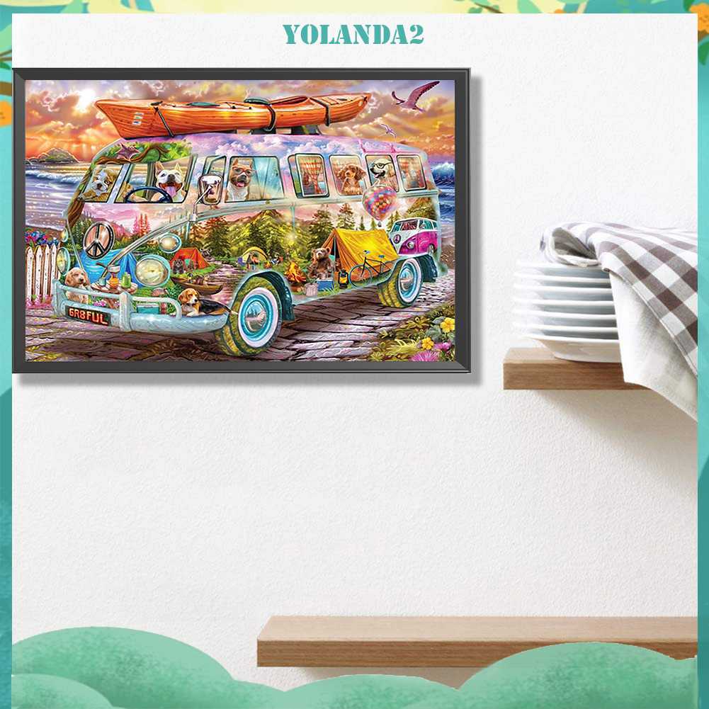 Tranh Đính Đá Kim Cương Toàn Bộ 5D DIY Hình Vẽ Xe Buýt