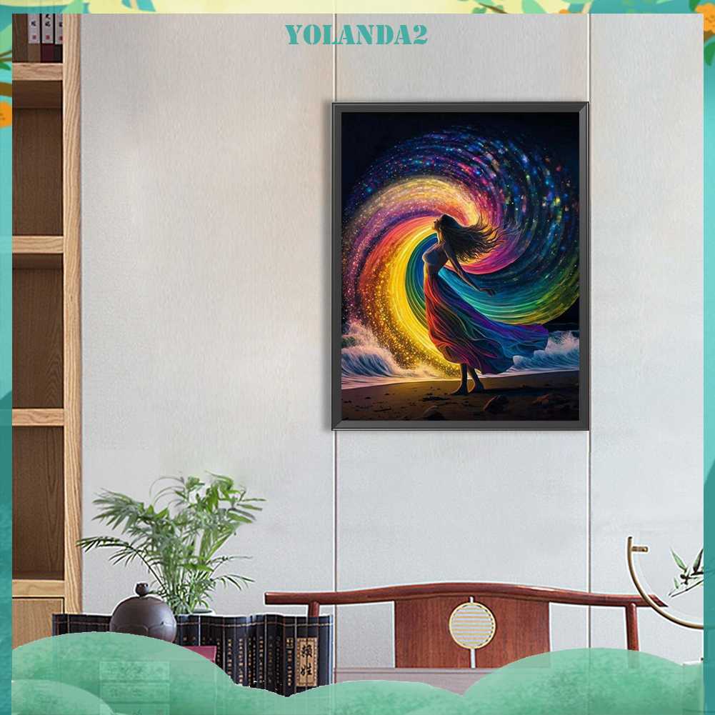 Tranh Đính Đá Kim Cương Toàn Bộ 5D DIY Hình Nữ Thần Cầu Vồng