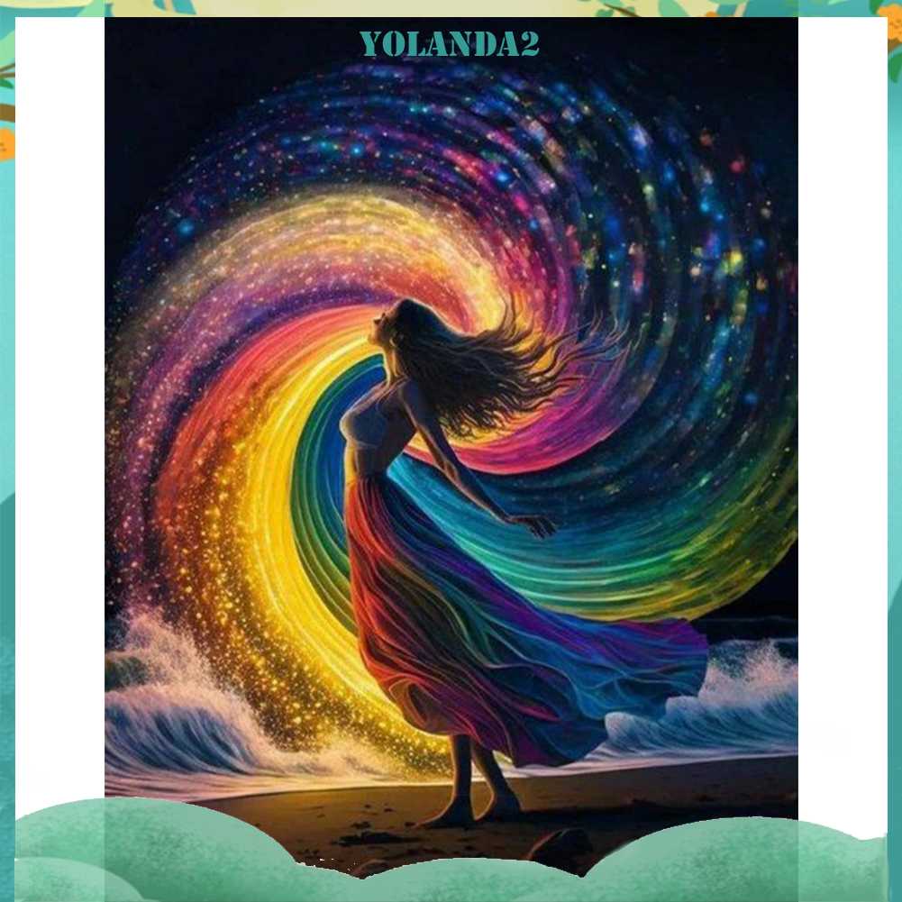 Tranh Đính Đá Kim Cương Toàn Bộ 5D DIY Hình Nữ Thần Cầu Vồng