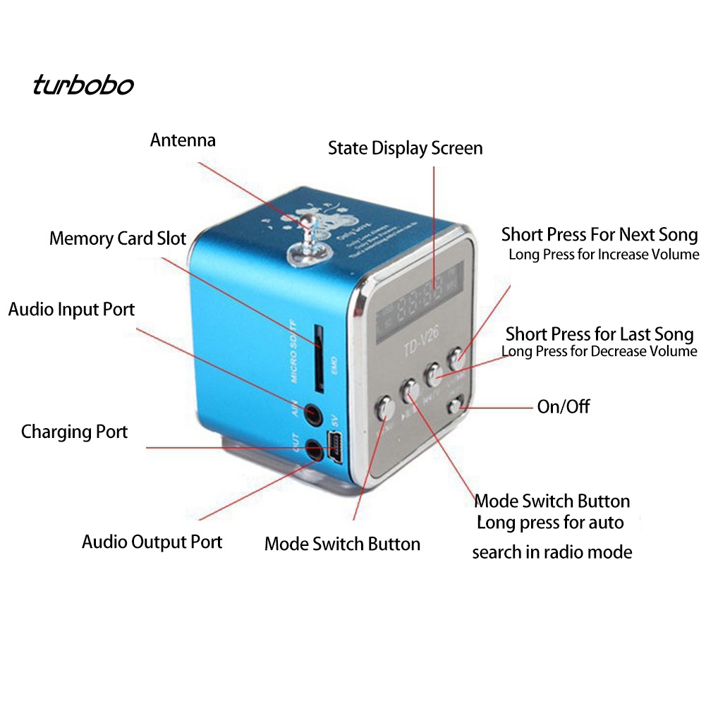 Loa Thể Thao turbobo Mini Màn Hình LCD Siêu Trầm