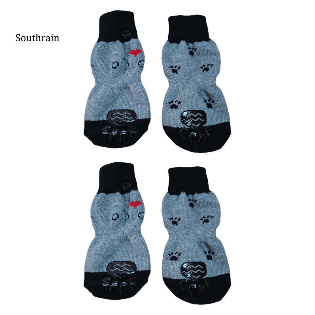Bộ 4 Đôi Vớ Bằng Cotton Mềm Mại Thoải Mái In Họa Tiết Dấu Chân Thú Cưng