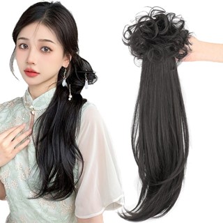 Tóc Giả Đuôi Ngựa Thẳng / Xoăn Nhẹ Nhàng Có Kẹp Tóc Đuôi Ngựa Bằng Sợi Tổng Hợp Phong Cách Dân Tộc