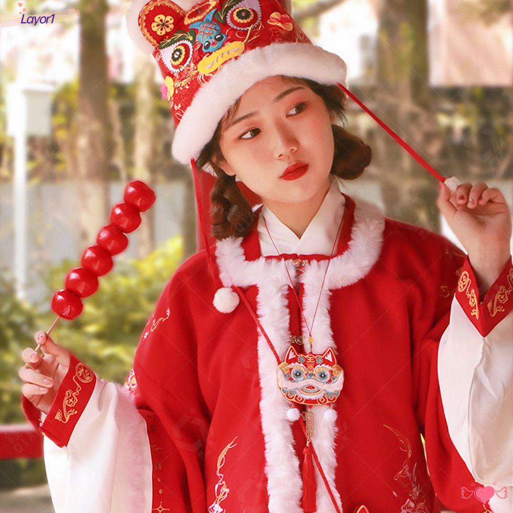 Mũ Dày Dặn Giữ Ấm Phong Cách Trung Hoa Mừng Năm Mới Cho Bé Sơ Sinh 1 Tuổi