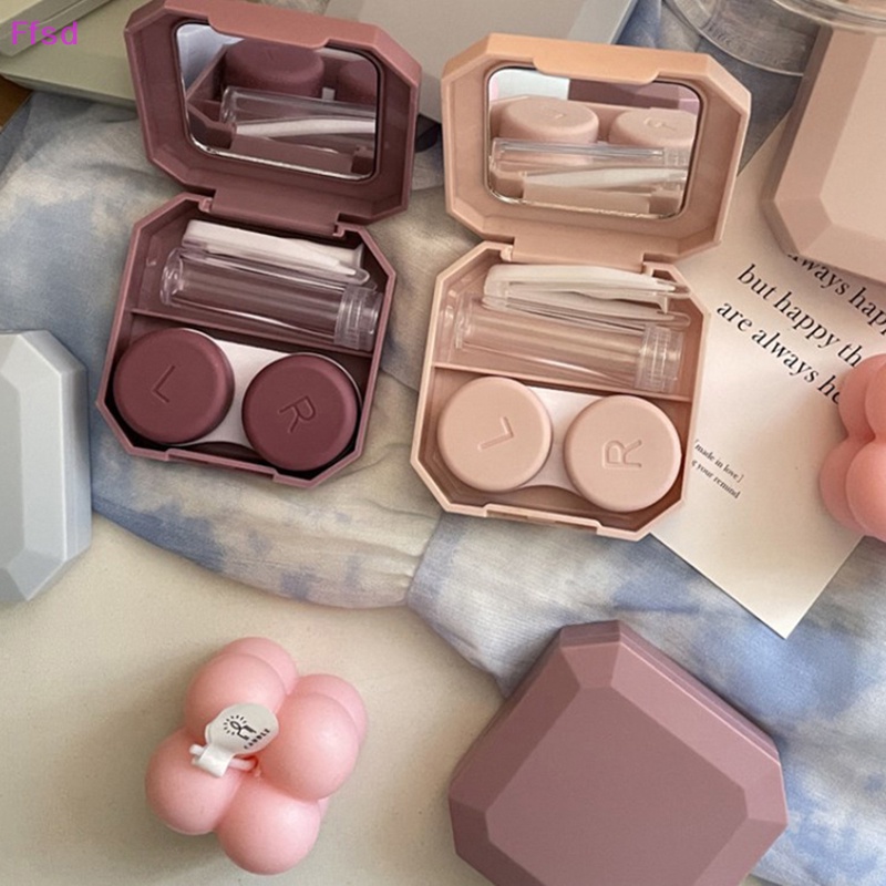 {Ffsd} Hộp Đựng Kính Áp Tròng Di Động Màu Kẹo Trơn Kèm Gậy Hút Chân Không Dùng Khi Đi Du Lịch * Bán Chạy