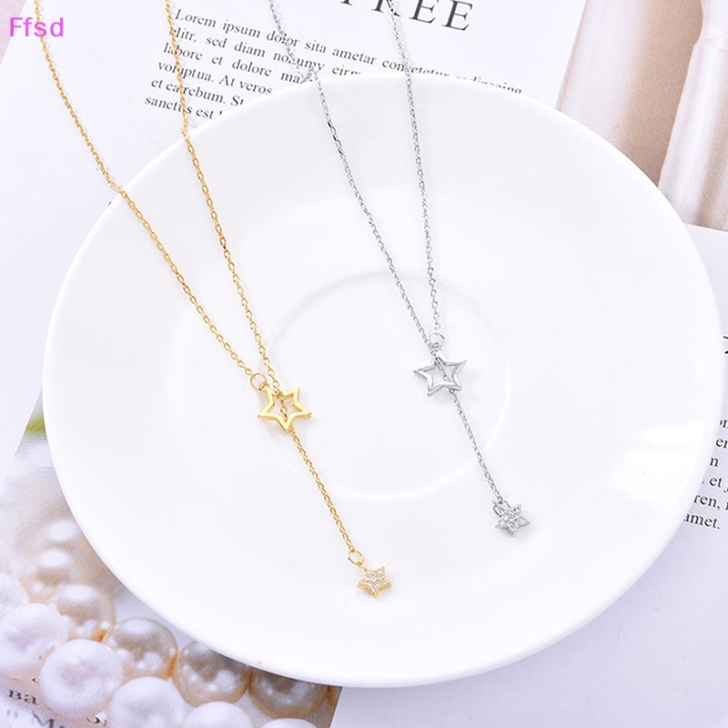 {Ffsd} Vòng cổ Bằng Hợp Kim Zircon Ngôi Sao Rỗng Thanh Lịch Đơn Giản Màu Bạc Trang Sức Làm Quà Tặng Cho Phụ Nữ