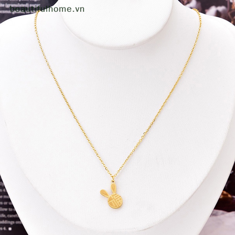 Vòng cổ Hai Mặt Bằng Thép Titan Mặt Hình Thỏ Hoàng Đạo Đơn Giản Thời Trang Cá Tính [beauty]