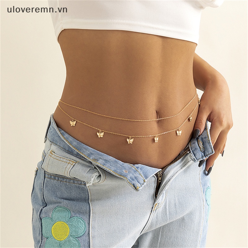 Dây Xích Đeo Hông Hai Mặt Hình Bướm Thời Trang Đi Biển Mùa Hè Quyến Rũ Cho Nữ