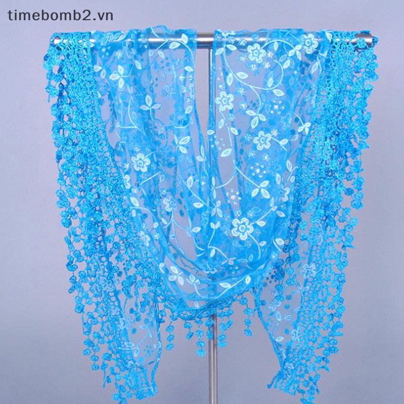 1 Khăn Choàng Cổ Tam Giác Phối Ren Hoa Thời Trang Cho Nữ