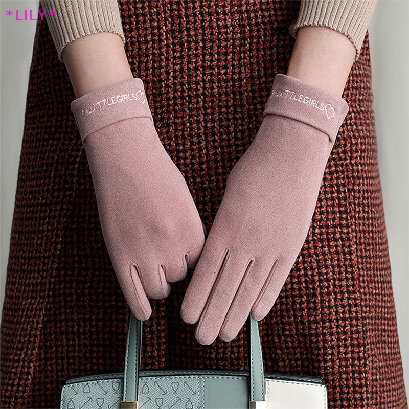 Lily Phụ nữ mùa đông ấm áp găng tay Windproof đi xe đạp glvoes therml màn hình cảm ứng găng tay uuu