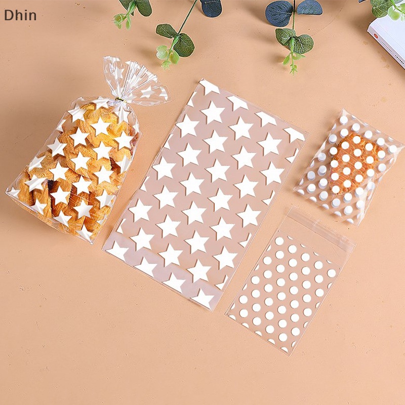 [Dhin] 100 Túi Đựng Bánh Kẹo Sinh Nhật 8X10 + 3cm Hình Ngôi Sao Trong Suốt Tự Dính DIY