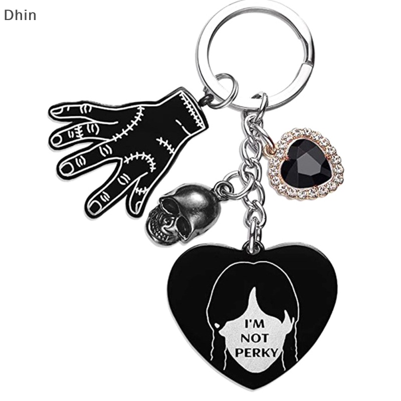 [Dhin] Móc Khóa Hình Đầu Lâu Trái Tim Chữ Addams Dòng TV hôm thứ Tư Addams Phong Cách Punk