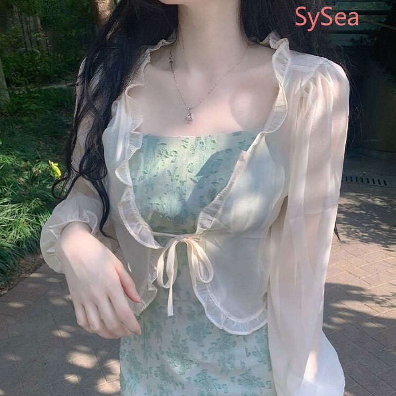 Áo Sơ Mi Voan Phối Ren Thời Trang Mùa Hè Dành Cho Nữ