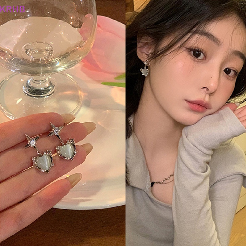 Đôi Khuyên Tai Đính Đá Mắt Mèo Phong Cách Hàn Quốc Thời Trang Cho Nữ Mới