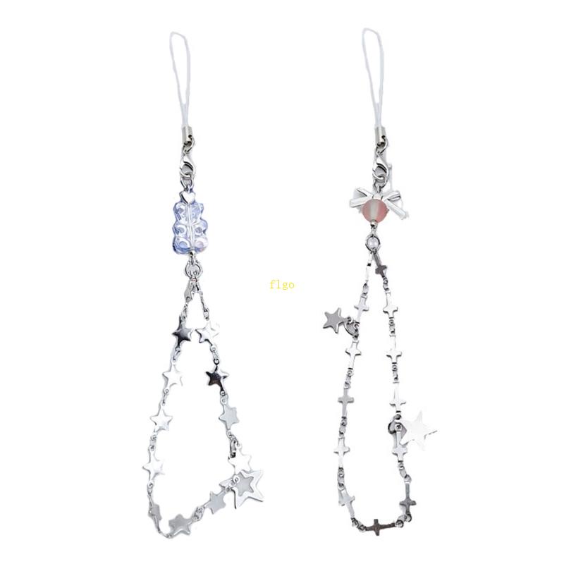 Flgo Dây Đeo Điện Thoại Xỏ Hạt Phối Tua Rua Hình Ngôi Sao Năm Cánh Dễ Thương