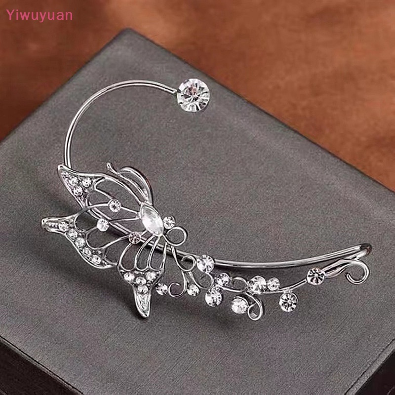 < Yiwuyuan > Khuyên Kẹp Vành Tai Hình Bướm Đính Đá Zircon Lấp Lánh Trong Suốt Thời Trang Dự Tiệc Mới Dành Cho Nữ