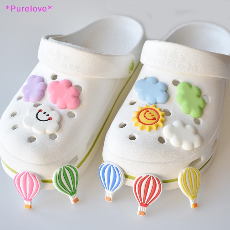 Set 12 Phụ Kiện Trang Trí Giày Hình Đám Mây / Hoa Bằng PVC Diy Mới