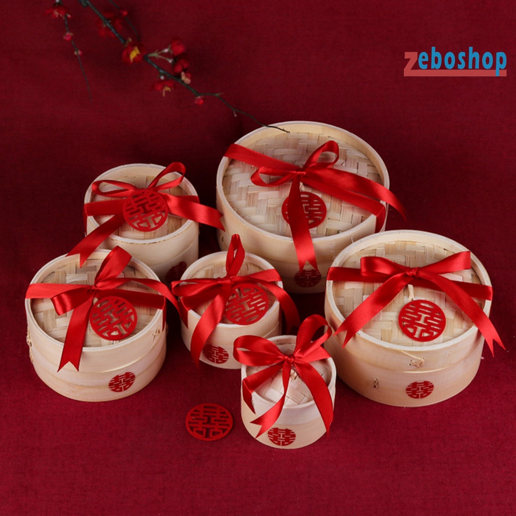 Rổ Hấp Bánh Bao Bằng Gỗ Tre Có Nắp Đậy Tiện Dụng