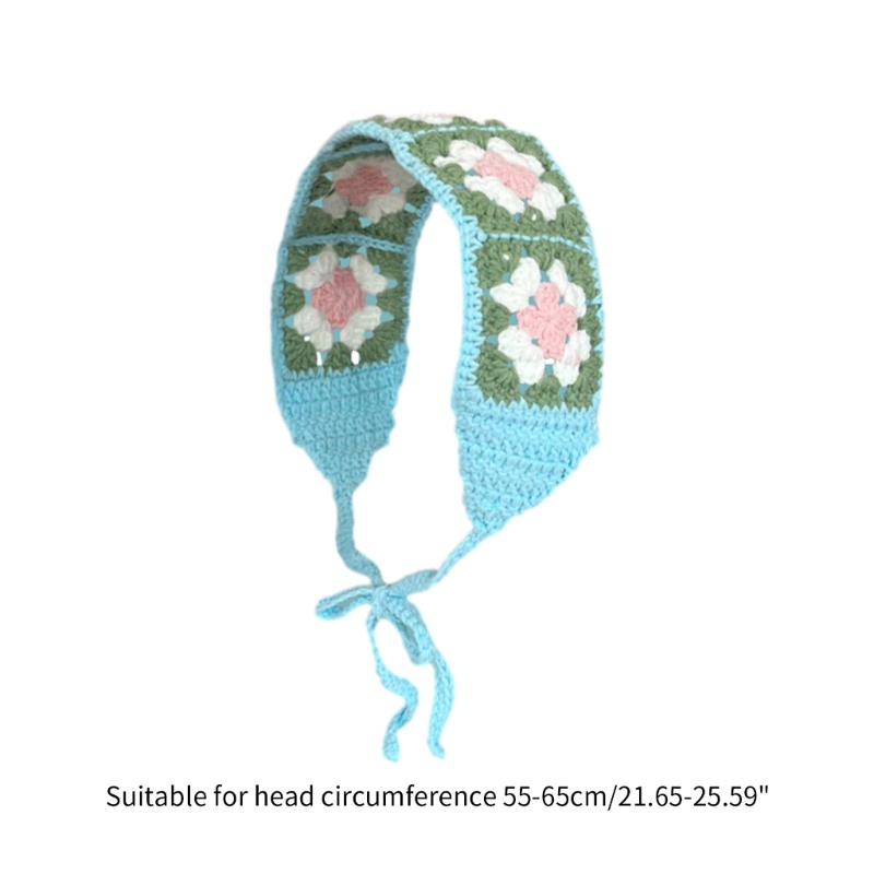 Băng Đô Cài Tóc Bằng Len Móc Thủ Công Họa Tiết Hoa Dễ Thương Chống Nắng Cho Nữ