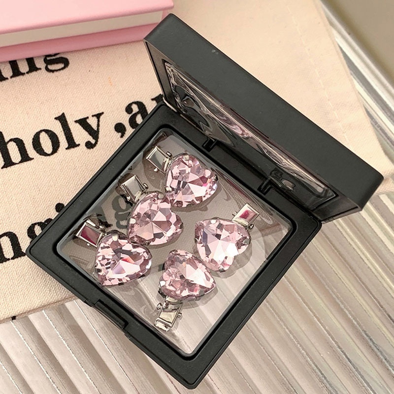 Kẹp Tóc Đính Kim Cương Màu Hồng Phong Cách Hàn Quốc Tinh Tế Cho Nữ