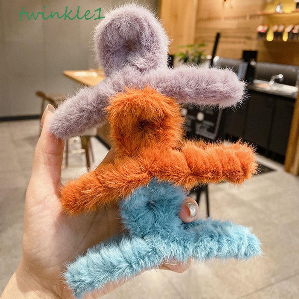 Kẹp Tóc Móng Vuốt Màu Trơn Giữ Ấm Mùa Đông Thiết Kế Tinh Tế Dễ Thương Dành Cho