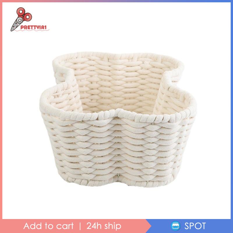 [Prettyia1] Giỏ Đựng Đồ Dùng Văn Phòng / Phòng Khách Đan Tay Mềm Mại Dung Tích Lớn