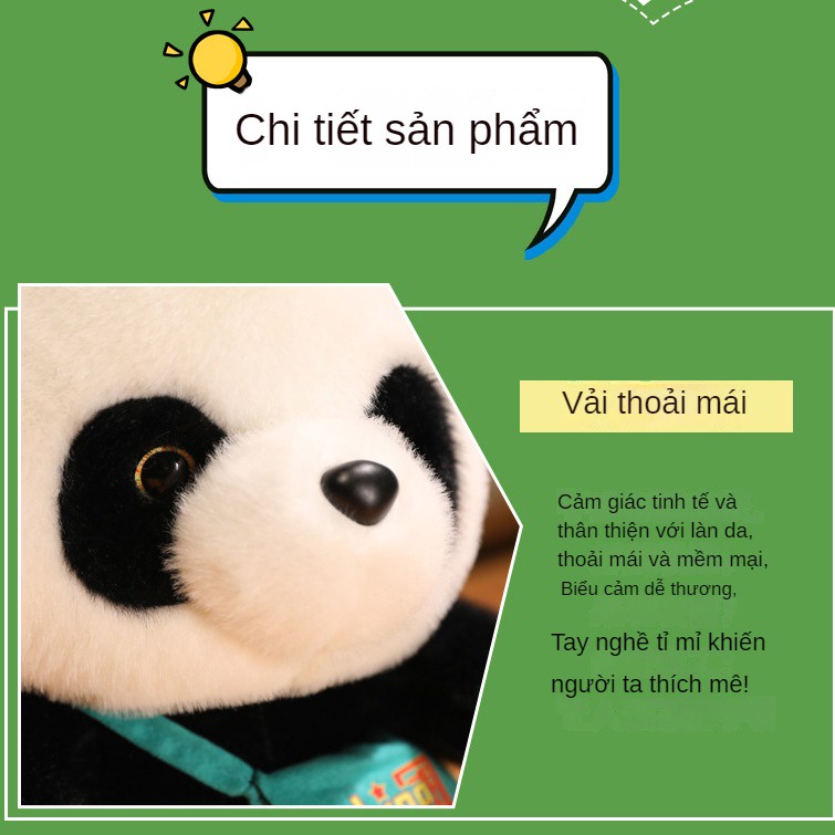 Gấu Trúc Nhồi Bông Cỡ Lớn Thiết Kế Dễ Thương Dùng Làm Quà Tặng Cho Bé Gái