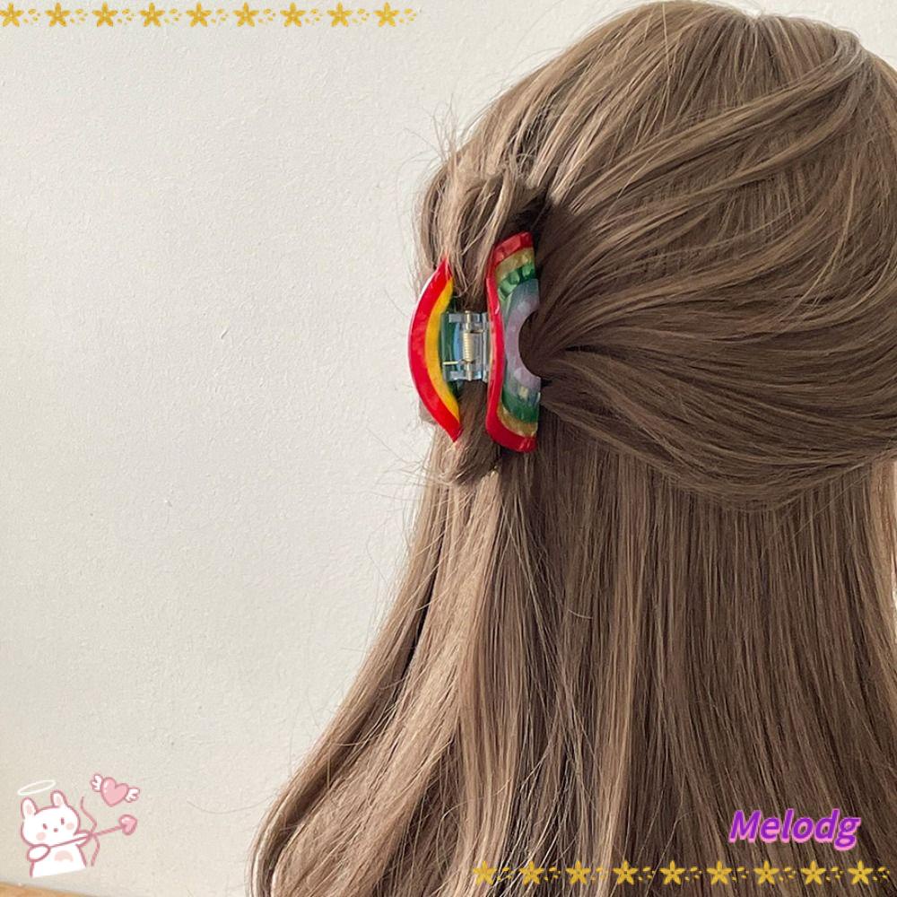 Kẹp Tóc Càng Cua Axit Acetic Màu Cầu Vồng Thời Trang Cho Nữ