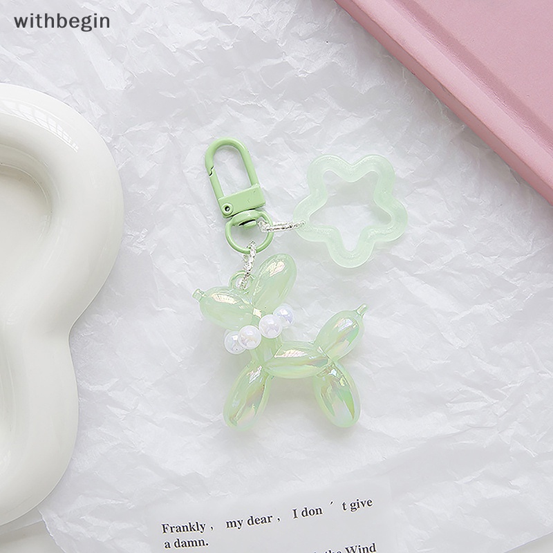 Móc Khóa Acrylic Hình Chú Chó / Ngôi Sao / Bóng Bay Màu Kẹo Dạ Quang Dễ Thương Thời Trang