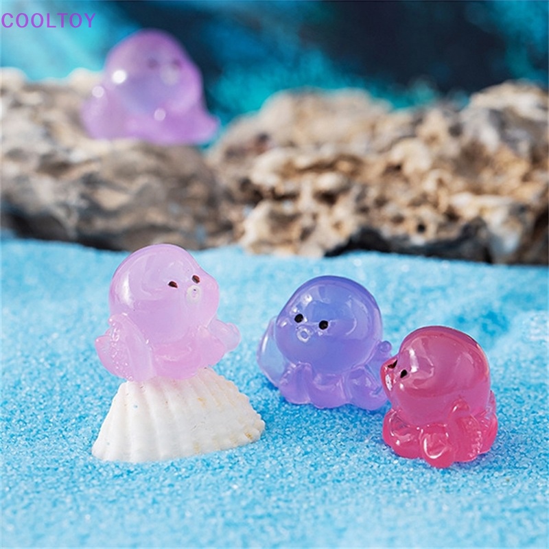 Bộ 2 Tượng Bạch Tuộc Hoạt Hình Phát Sáng Dùng Trang Trí Tiểu Cảnh