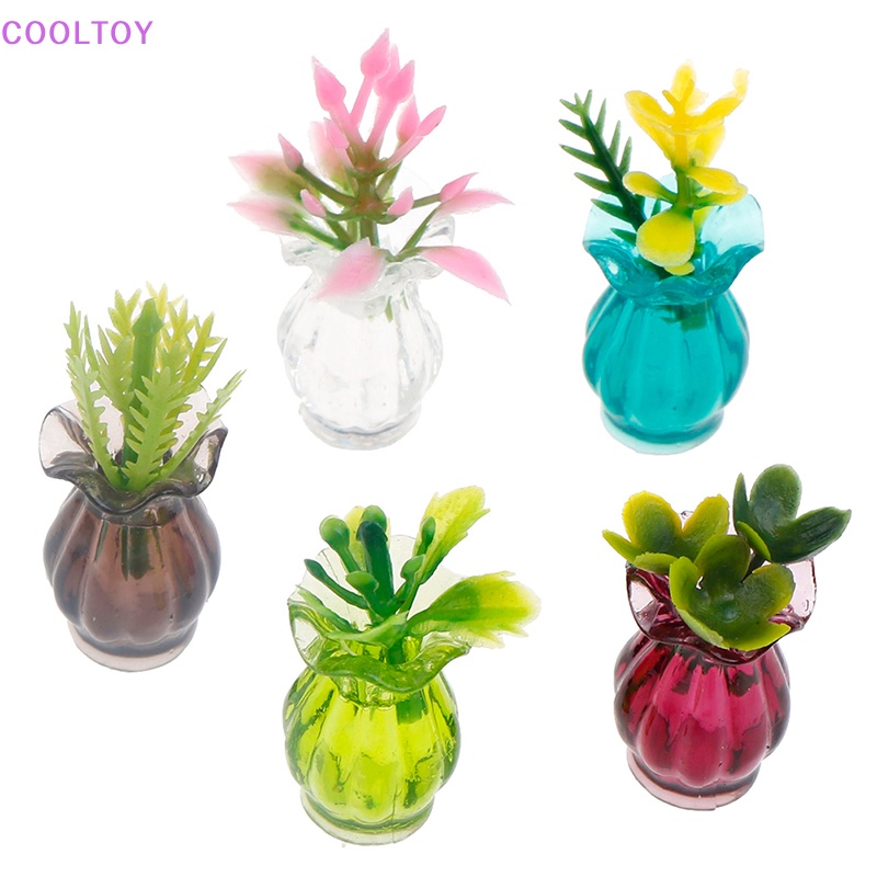 Set 5 Bình Hoa Mini Tỉ Lệ 1: 12 Dùng Để Trang Trí Nhà Búp Bê