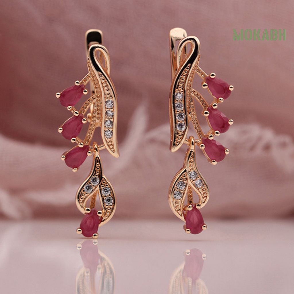 1 Đôi Bông Tai Dài Hình Giọt Nước Đính Đá Zircon Đơn Giản Dành Cho Nữ