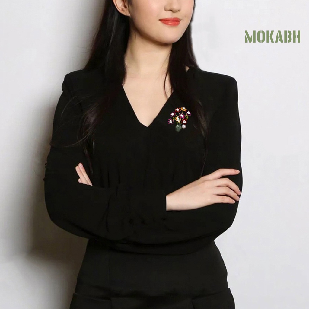 [Mokabh] Ghim Cài Áo Hình Hoa Hướng Dương Đính Ngọc Trai Giả Dầu Nhỏ Giọt Dễ Lên Màu Thanh Lịch Phù Hợp Với Quần Áo