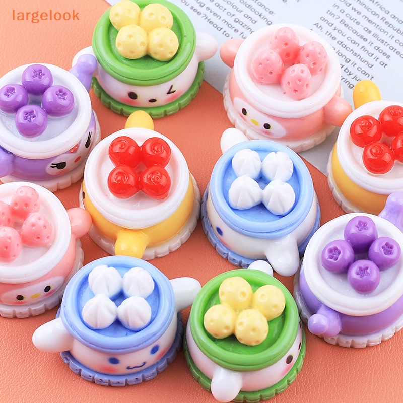 Set 2 Kẹp Tóc Hình Bánh Kem / Trái Cây / Động Vật 3D DIY Bằng Nhựa Resin Dành Cho Tủ Lạnh / Điện Thoại