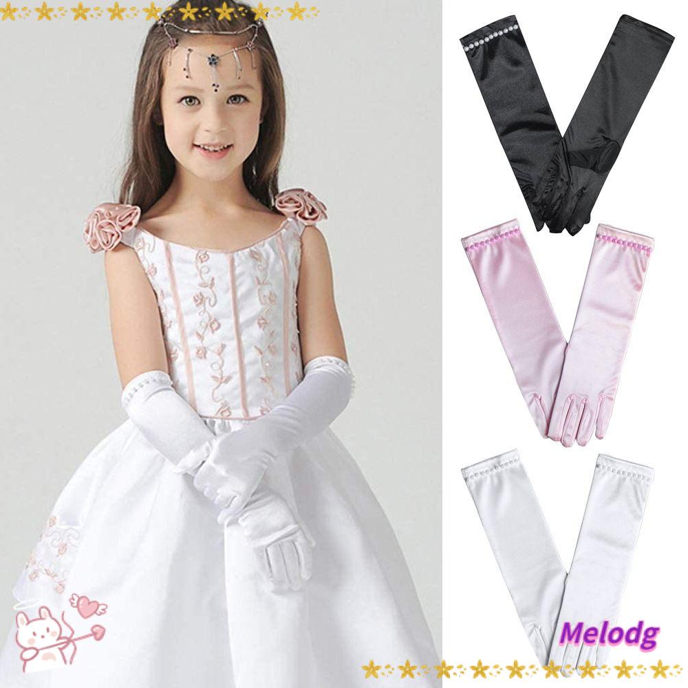 Găng Tay Công Chúa Bằng Satin Đính Kim Sa Toàn Diện Cho Bé Gái