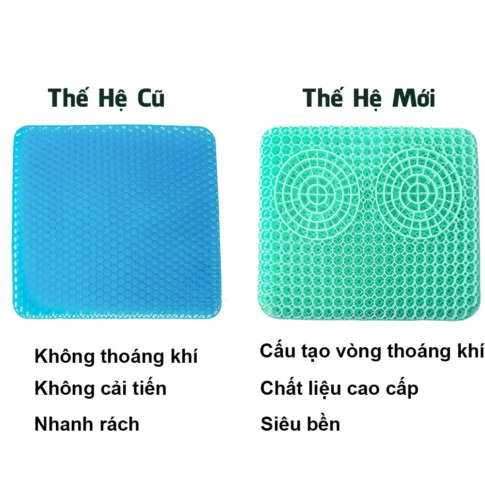 Đệm ngồi thoáng khí cao cấp 3D chất liệu Gel thiết kế tổ ong thế hệ mới 2 lớp