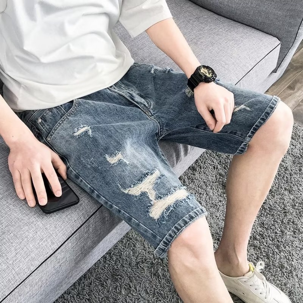 Quần Short Denim Rách Thời Trang Mùa Hè Hàn Quốc 2023 Mới Cho Nam