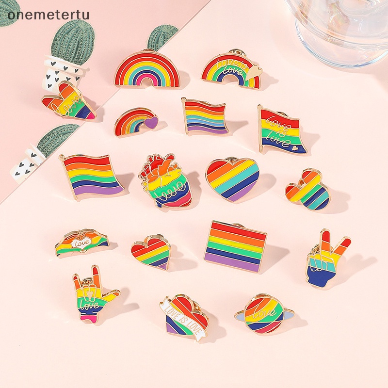 Ghim Cài Áo Bằng Hợp Kim Tráng Men Hình Lá Cờ Trái Tim Màu Mưa Cá Tính Sáng Tạo Thời Trang