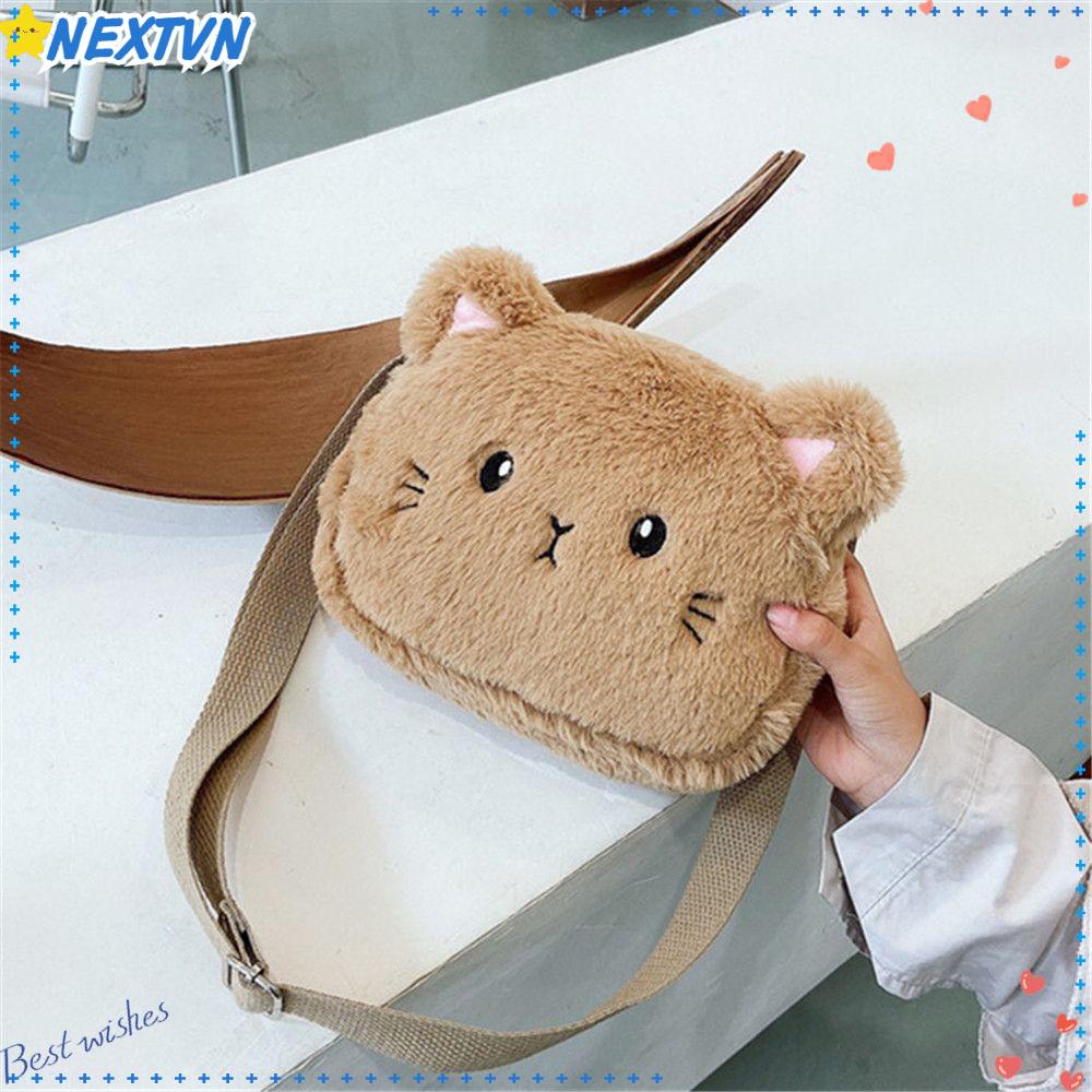 Túi Xách Đeo Vai Họa Tiết Mèo Hoạt Hình Đáng Yêu Dành Cho Bé Gái