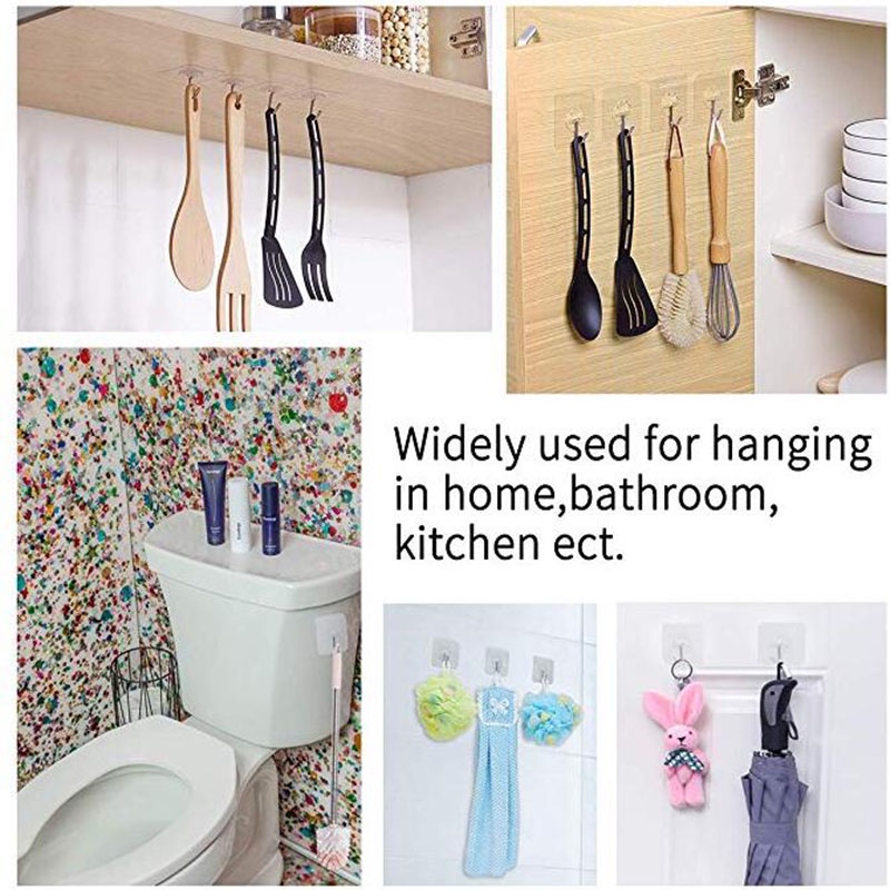 Móc Treo Đồ Dán Tường Trong Suốt Chống Nước Không Cần Đục Lỗ Cho Nhà Bếp Nhà Tắm